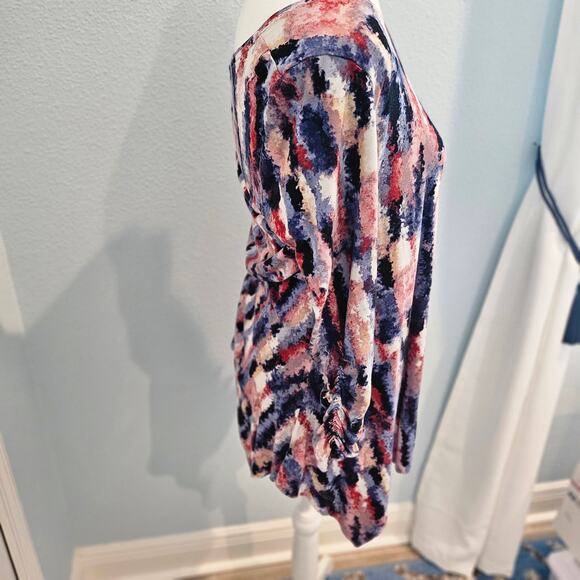 Philosophy Size Sm Abstract Print Asymmetrical Hem Tunic Top Multicolor Stretch - Picture 2 of 9
